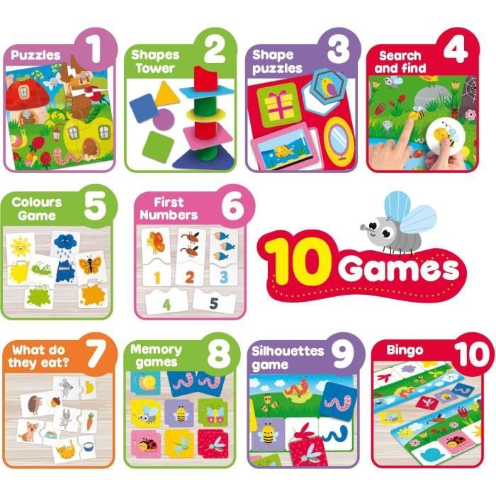 Collection de 10 jeux éducatifs - CAROTINA BABY - Tour d'équilibre, Puzzle évolutif