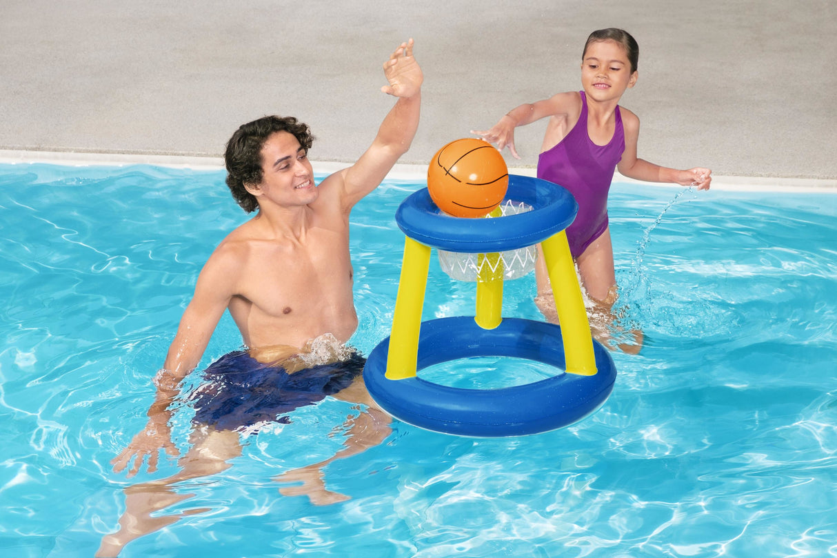Jeu de piscine Panier de Basket flottant - BESTWAY - 52418 - Ballon, 3 anneaux, diametre 61 cm