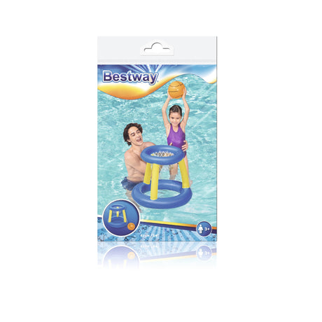 Jeu de piscine Panier de Basket flottant - BESTWAY - 52418 - Ballon, 3 anneaux, diametre 61 cm