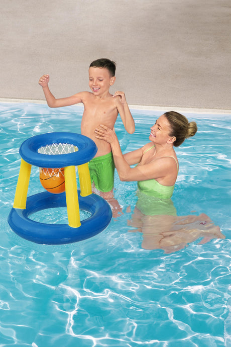 Jeu de piscine Panier de Basket flottant - BESTWAY - 52418 - Ballon, 3 anneaux, diametre 61 cm