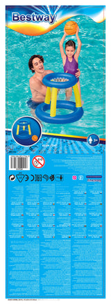 Jeu de piscine Panier de Basket flottant - BESTWAY - 52418 - Ballon, 3 anneaux, diametre 61 cm
