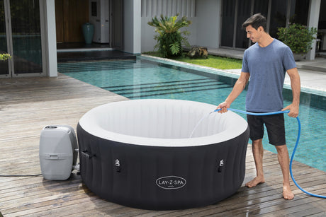 Spa gonflable BESTWAY - Lay-Z-Spa Miami - 120 airjets - 180 x 66 cm - 2 a 4 places - Rond (couverture, cartouche, diffuseur)