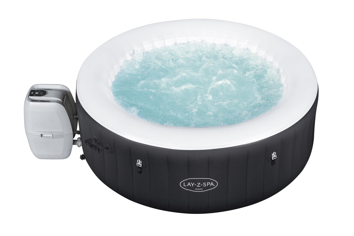 Spa gonflable BESTWAY - Lay-Z-Spa Miami - 120 airjets - 180 x 66 cm - 2 a 4 places - Rond (couverture, cartouche, diffuseur)
