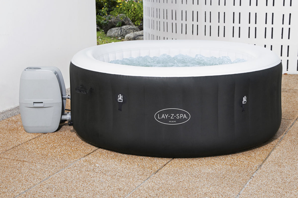 Spa gonflable BESTWAY - Lay-Z-Spa Miami - 120 airjets - 180 x 66 cm - 2 a 4 places - Rond (couverture, cartouche, diffuseur)