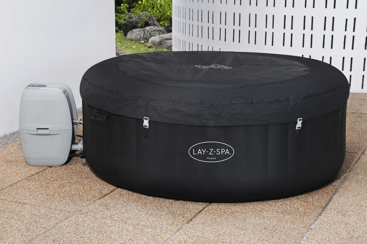Spa gonflable BESTWAY - Lay-Z-Spa Miami - 120 airjets - 180 x 66 cm - 2 a 4 places - Rond (couverture, cartouche, diffuseur)