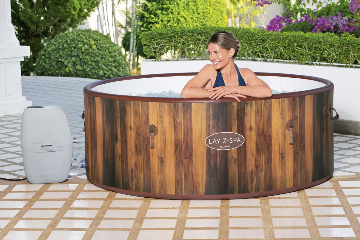 Spa gonflable BESTWAY - Lay-Z-Spa Helsinki - 180 airjets - 180 x 66 cm - 5 a 7 places - Rond (couverture, cartouche, diffuseur)