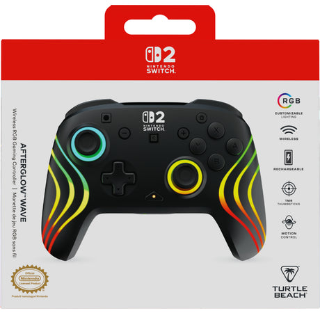 Manette de jeu - Nintendo Switch 2 - Afterglow Wave - RGB - Sans fil - Noir - Turtle Beach