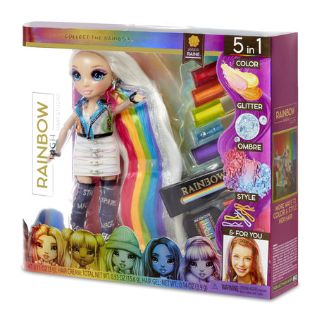 Rainbow High Hair Studio|Studio de coiffure - 1 poupée 27 cm + produits de coloration pour cheveux et accessoires