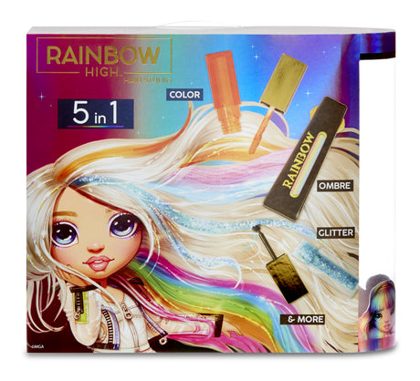 Rainbow High Hair Studio|Studio de coiffure - 1 poupée 27 cm + produits de coloration pour cheveux et accessoires