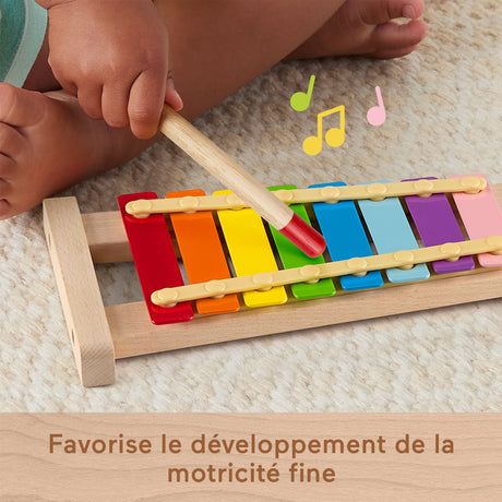 Fisher-Price-Xylophone en bois, instrument de musique avec 2 pieces HXV13