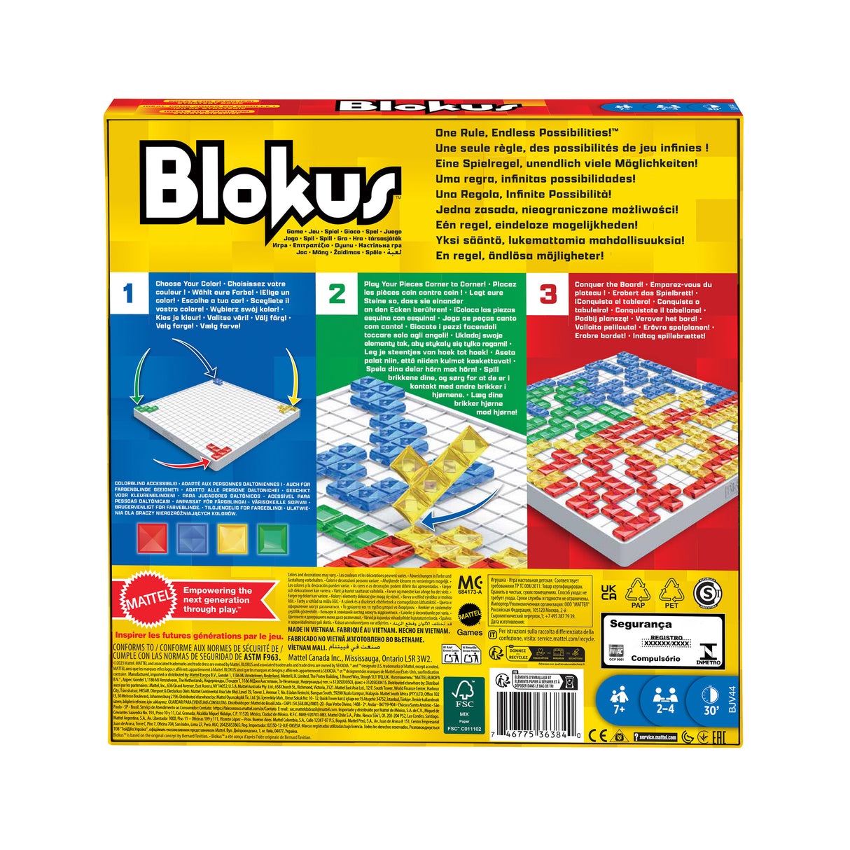 Mattel Games - Blokus - Jeu de Société - 7 ans et + BJV44