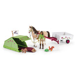 Aventures au camping de Sarah, coffret schleich avec 23 éléments inclus dont 1 cheval schleich et 1 personnage, coffret figurines