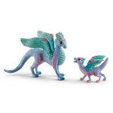 Figurines Dragon Fleuri avec son petit, Coffret Schleich 70592 Bayala, Des 5 ans