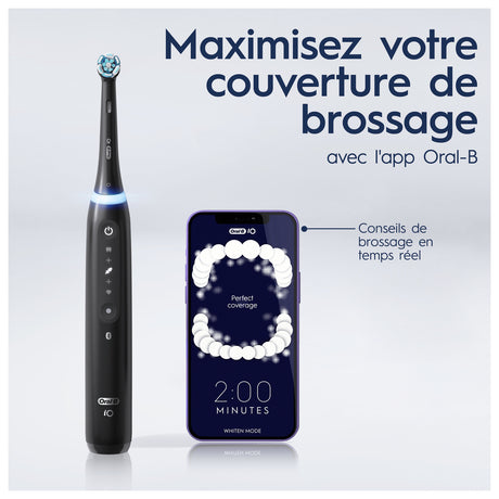 Oral-B iO 5 Lot De 2, Brosses a Dents Électriques Noire et Blanche, 2 Brossettes
