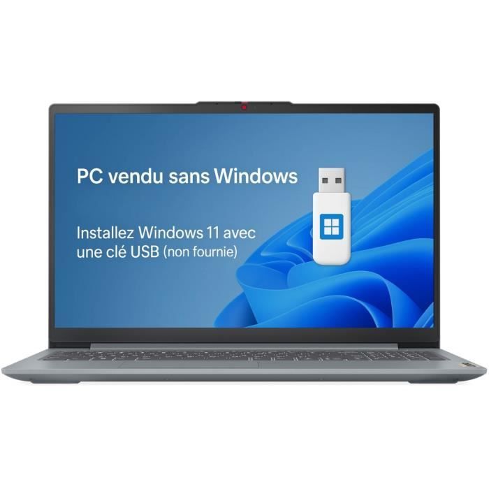 PC portable LENOVO IdeaPad Slim 3 15AMN8 | Sans Windows - 15'' FHD - Ryzen 5 7520U - RAM 8 Go - SSD 512 Go - AZERTY