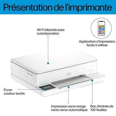 Imprimante tout-en-un HP Envy 6110e Jet d'encre couleur - Copie Scan - 3 mois d'Instant ink inclus avec HP+