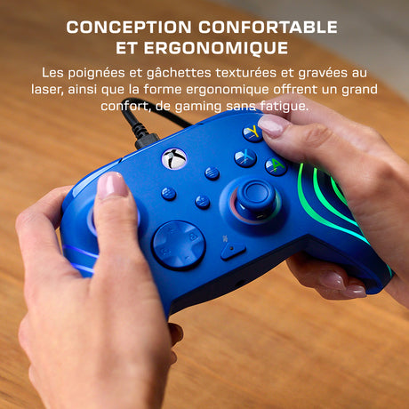 Manette de jeu - Xbox Series X|S, Xbox One et PC - Afterglow Wave - RGB - Filaire - Bleu - TURTLE BEACH