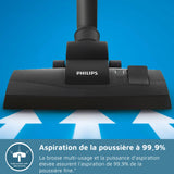 Aspirateur sans sac - PHILIPS - XB2122/09 - Série 2000 - 850W - 77db - Blanc/bleu