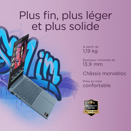 PC Portable LENOVO Yoga Slim 7 14AKP10 | Windows 11 - 14'' OLED - Ryzen 7 AI 350 - Copilot+ - RAM 32 Go - SSD 1 To - AZERTY