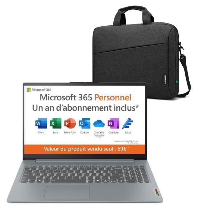 PC portable LENOVO IdeaPad Slim 3 15ITN9 | Windows 11 + 1 an Office - 15,6 FHD - Intel N150 - 4 Go - 128 Go + Sac a Dos