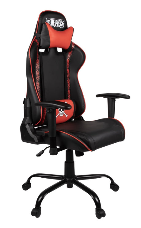 Chaise de bureau gaming - KONIX - One Piece - Inclinaison siege 150° - Cuir - Coussin lombaires et cervicaux réglable - Noir
