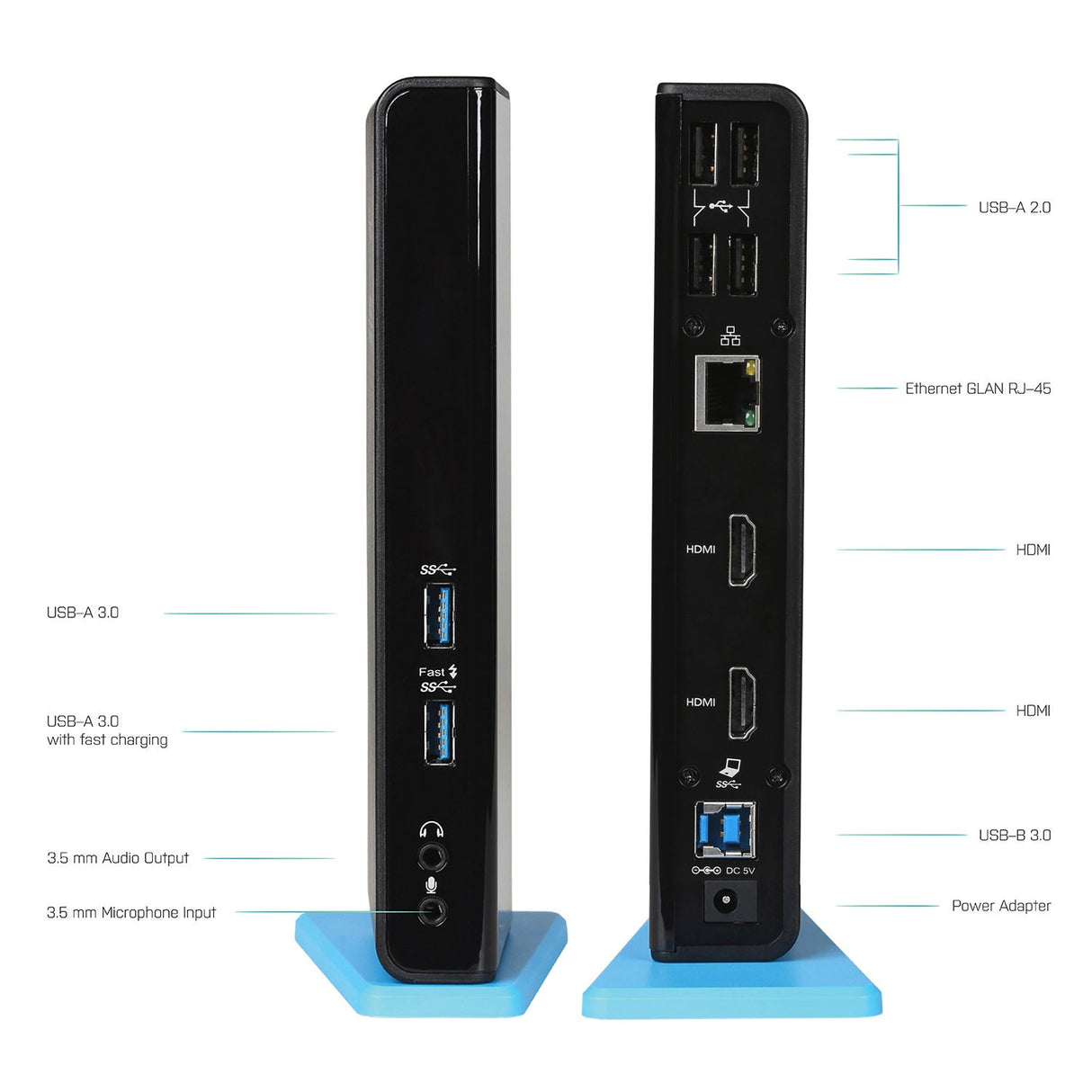 Station d'accueil USB-A/C 3.0 I-Tec (Noir/Bleu)