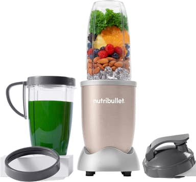 Blender personnel - NUTRIBULLET Pro 900 - NB907CP - 900W - 2 tasses + 2 couvercles + anneau - Doré