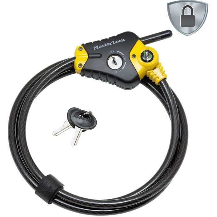 Anti-theft - MASTER LOCK - Python 8433EURD - Adjustable length from 30 cm to 1.8 m - Twisted steel - Black