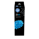 HP 31 Bouteille d'encre cyan authentique 70 mL (1VU26AE) pour HP Smart Tank 455/457/513/Plus 555/Plus 559/Plus 570/Plus 655
