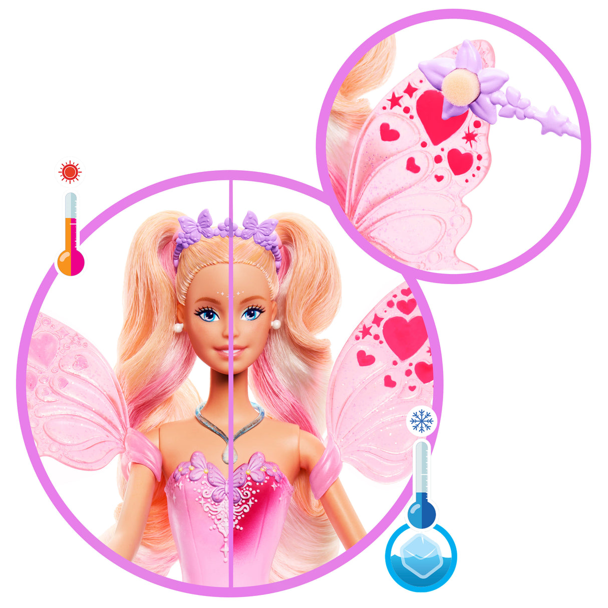Poupée Barbie Fée-Ailes Et Tenue Avec Changement De Couleur