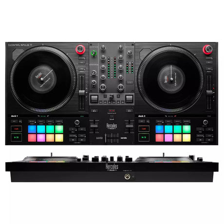 HERCULES DJCONTROL INPULSE T7 - Contrôleur DJ motorisé noir avec deux platines
