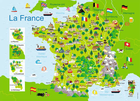 Puzzle enfant 100 pieces - Carte de France - Nathan - Trieur 3 compartiments - Des 6 ans