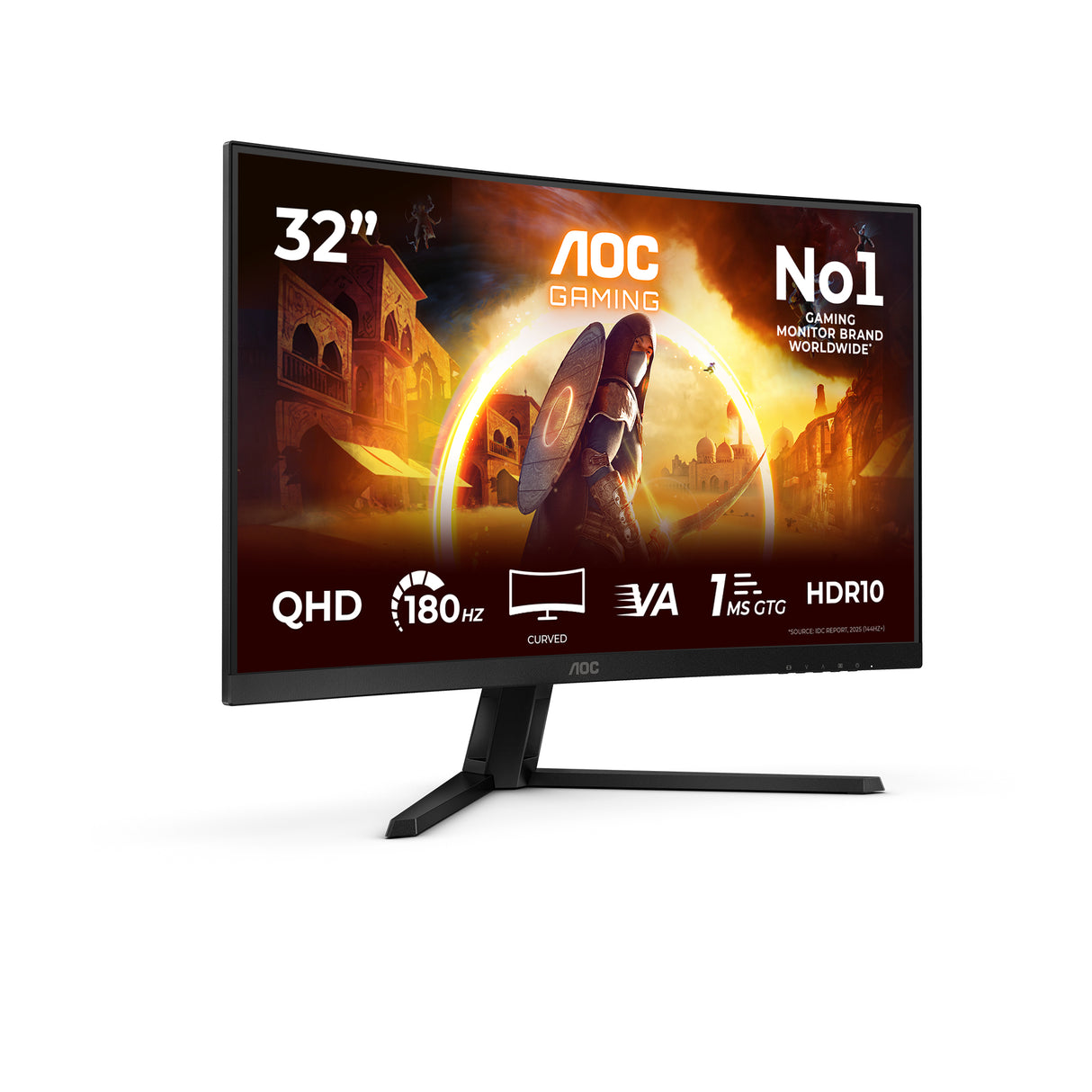 Ecran PC incurvé Gamer - AOC - 32'' - QHD - 180Hz - Dalle Fast VA - 0,5ms - CQ32G4VE