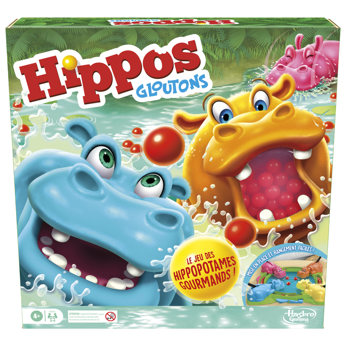 Hippos gloutons, jeu de société enfant, jeu de plateau, des 4 ans, pour 2 a 4 joueurs, Hasbro Gaming