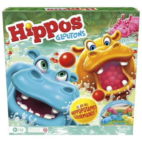Hippos gloutons, jeu de société enfant, jeu de plateau, des 4 ans, pour 2 a 4 joueurs, Hasbro Gaming