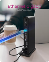 Station d'accueil USB-C 3.0 Icy Box IB-DK2241AC avec alimentation (Noir)