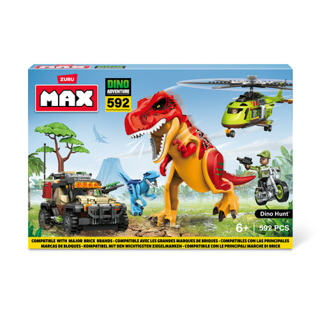 Set de Construction - ZURU - Dino Adventure Dino Hunt (592 pieces) - Aventure préhistorique avec dinosaures et véhicules
