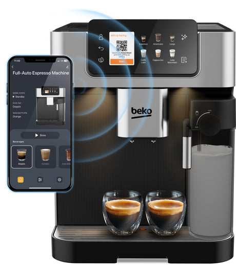 Machine a café avec broyeur - BEKO - CEG7348X - 1350 W - 250g de grains - Noir / Silver