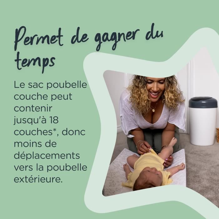 TOMMEE TIPPEE Lot de 3 Recharges de Poubelle a Couches pour Simplee Sangenic, Protection Anti-Odeur et Anti-Germe