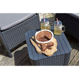 Keter Table d'appoint de jardin Luzon Osier plat Graphite