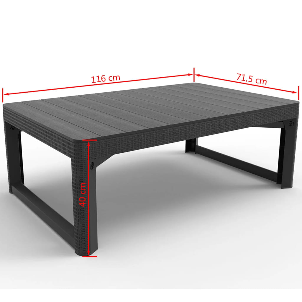 Keter Table de jardin Lyon Graphite 232300