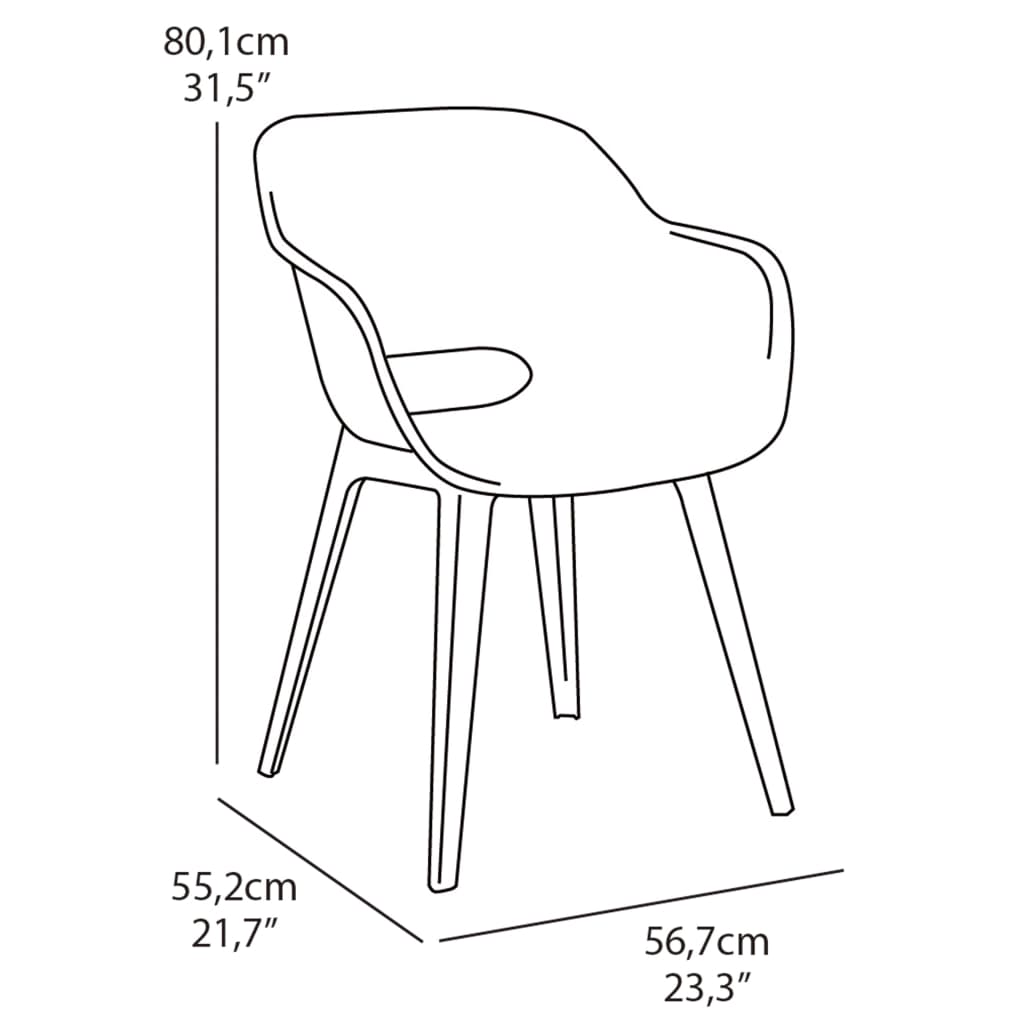 Keter Chaises d'extérieur Akola lot de 2 Gris