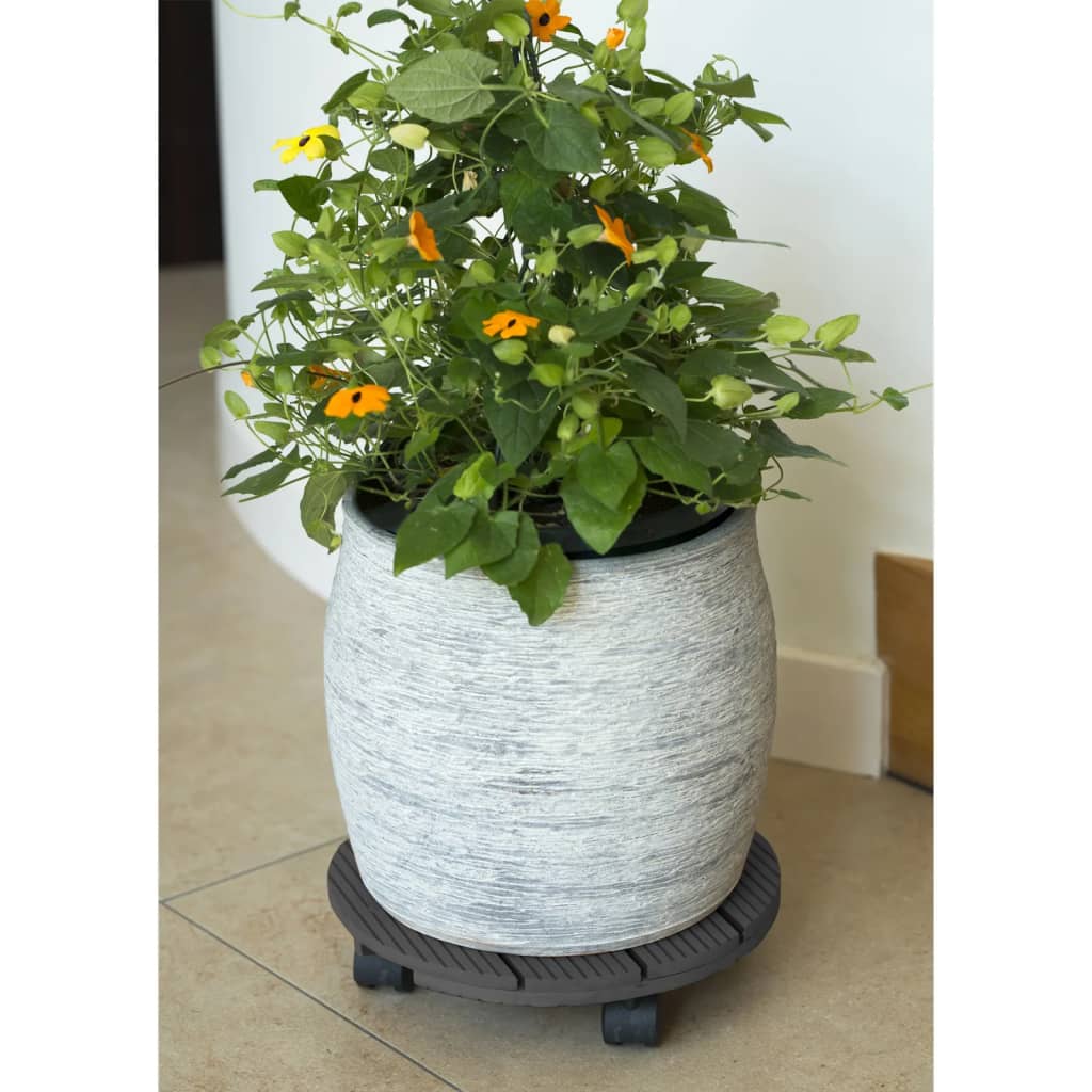 Nature Chariot à plantes rond Ø30 cm anthracite bois