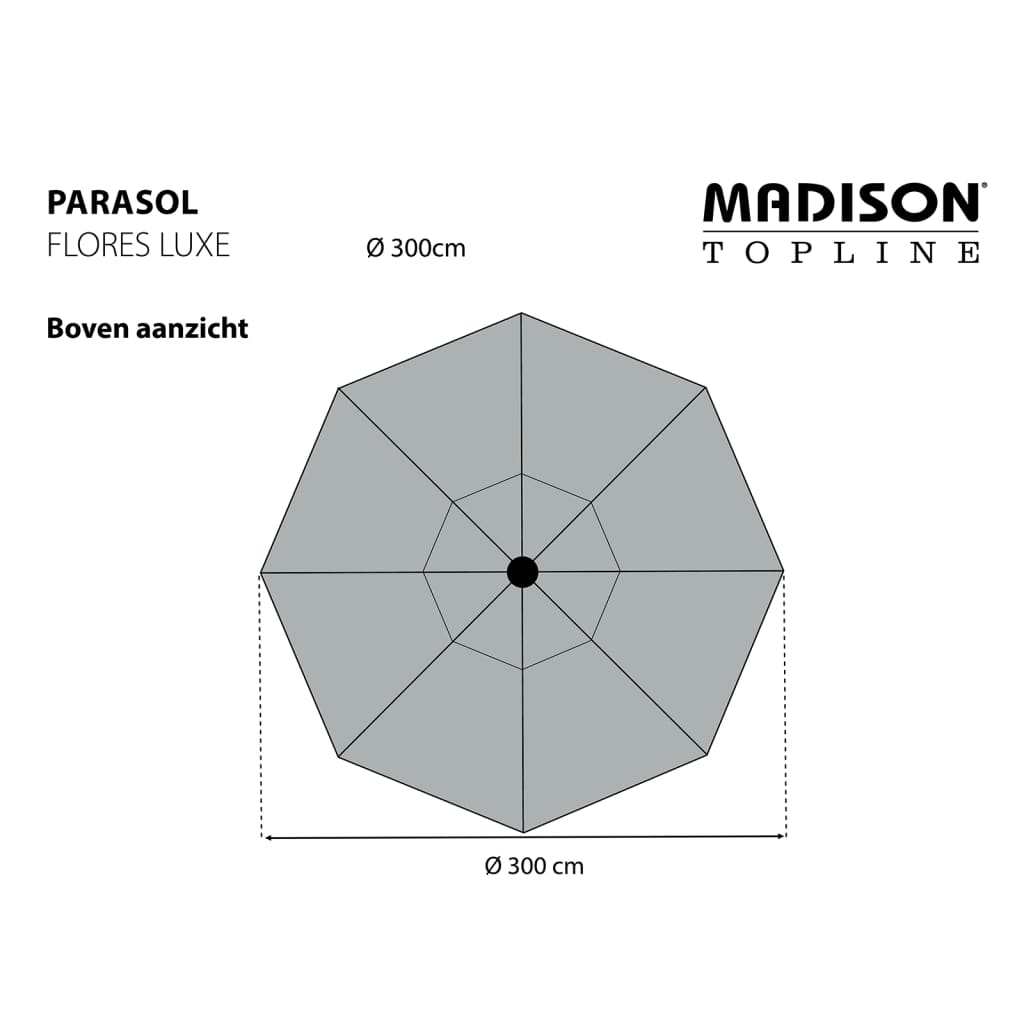 Madison Parasol de jardin Flores Luxe 300 cm rond gris clair