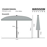 Madison Parasol de jardin Patmos Luxe rectangulaire 210x140 cm taupe