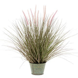 Emerald Herbe Pennisetum artificielle 58 cm en pot en zinc