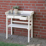 Esschert Design Banc de travail de jardin blanc CF29W