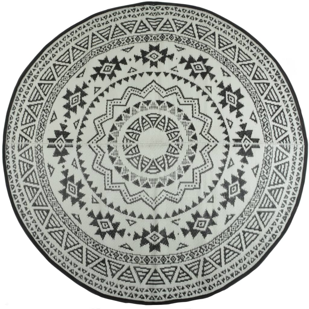 Esschert Design Outdoor rug 180 cm Black and white OC18