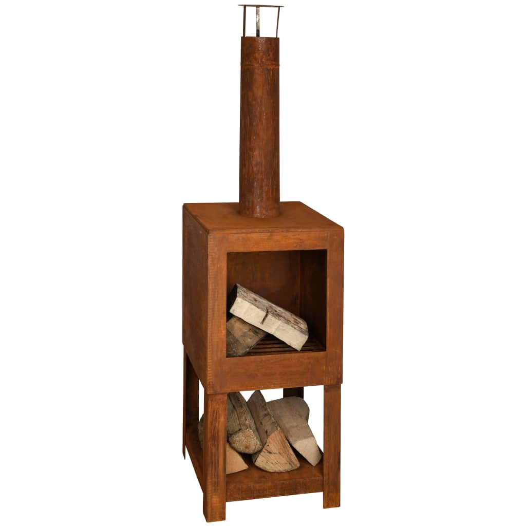 Esschert Design Outdoor fireplace with wood storage FF298