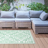 Esschert Design Outdoor-Teppich 182x122 cm Grüne und weiße Fliesen